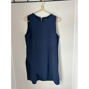 White House Black Market Navy Blue Sleeveless Asymmetrical Hem Dress Size 10